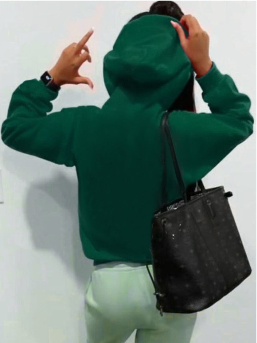 Letter Print Kangaroo Pocket Hoodie BO3053