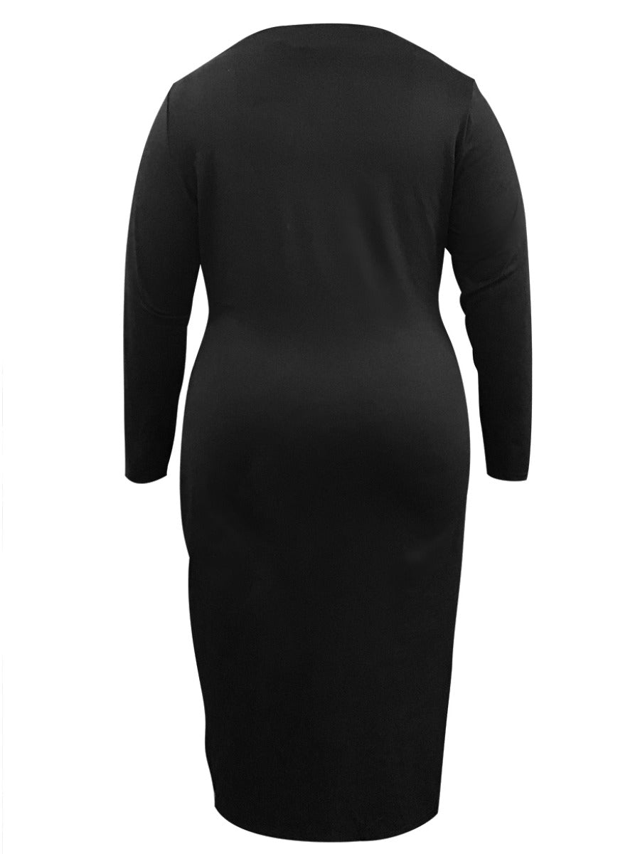 BASICS Plus Size Bandage Design Split Bodycon Dress AR8031