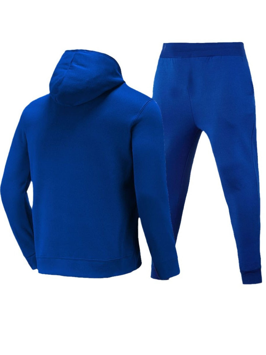 Men Figure Letter Print Kangaroo Pocket Tracksuit Set AT9030