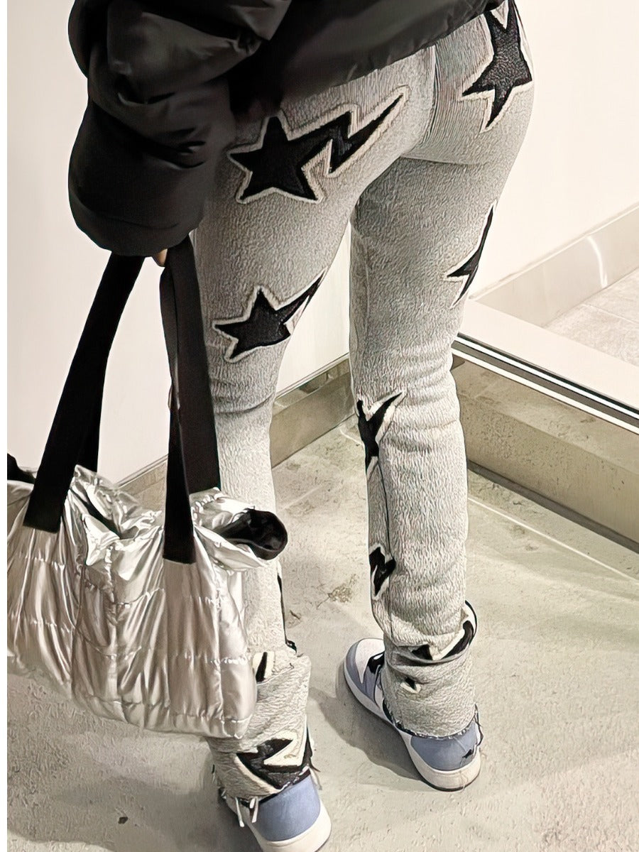 Mid Waist Star Decor Pants AT8043