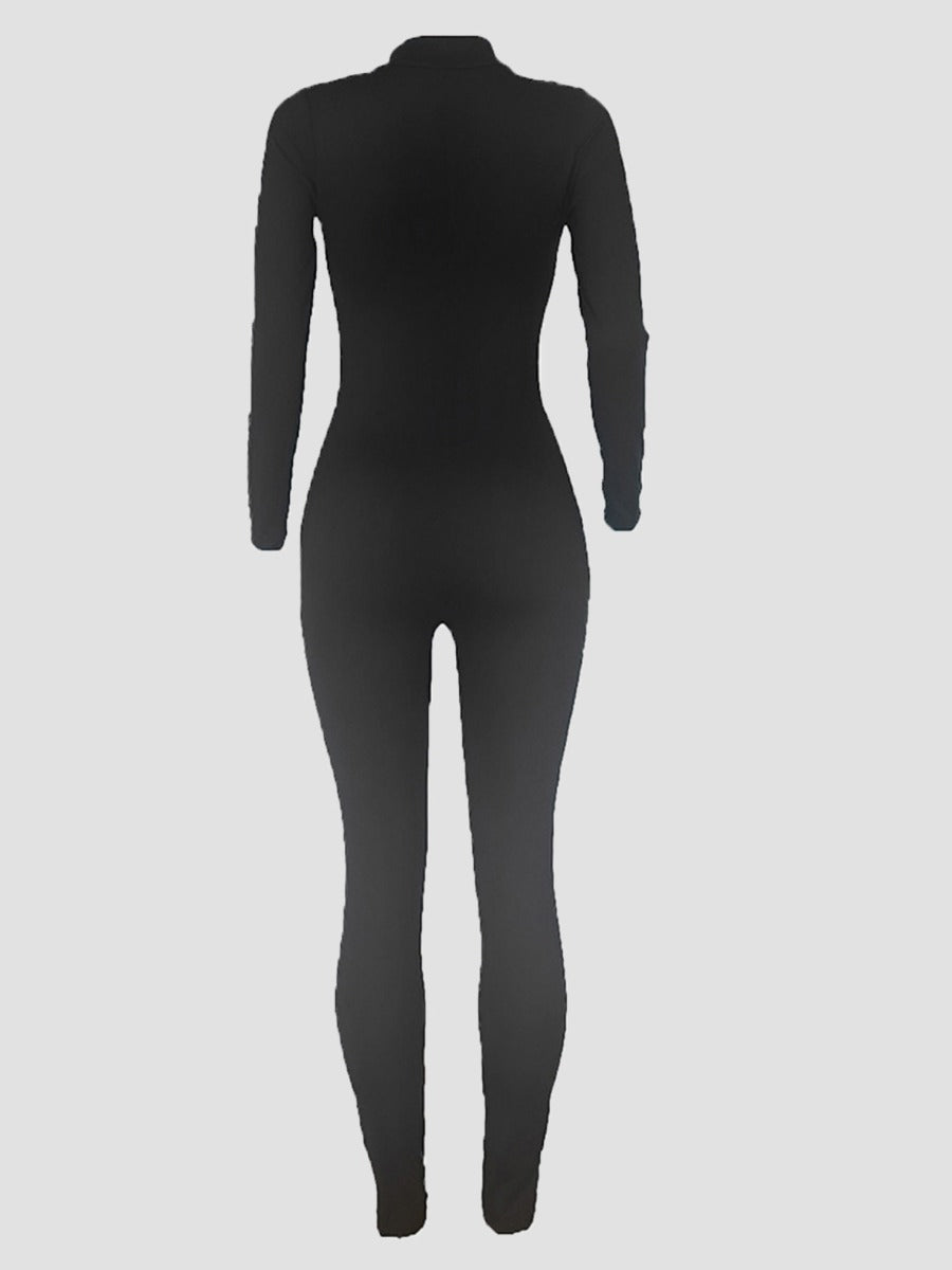 Plus Size Star Letter Print Skinny Jumpsuit BO215