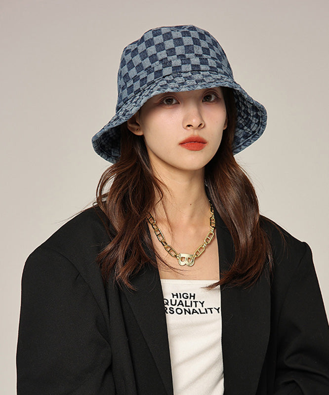 Modern Blue Plaid Patchwork Cotton Cowboy Hat LY535