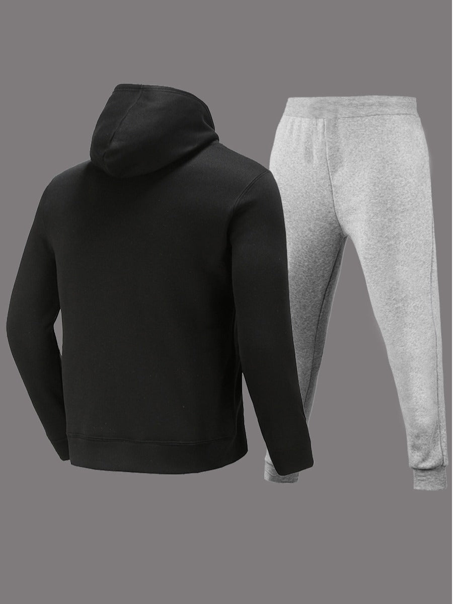 Plus Size Cartoon Letter Print Kangaroo Pocket Tracksuit Set AR8018