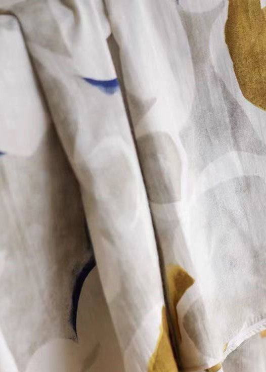 Natural Colorblock O Neck Tie Dye Print Cotton T Shirts Summer LY0582