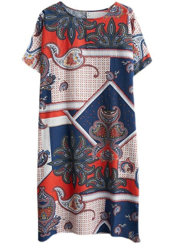 Original Design Colorblock Oversized Print Pockets Linen Dresses Summer LY0911