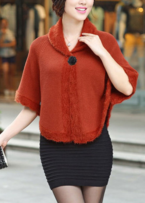 Red Peter Pan Collar Button Knit Cardigan Fall HA1003