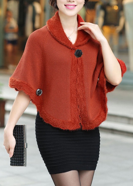 Red Peter Pan Collar Button Knit Cardigan Fall HA1003