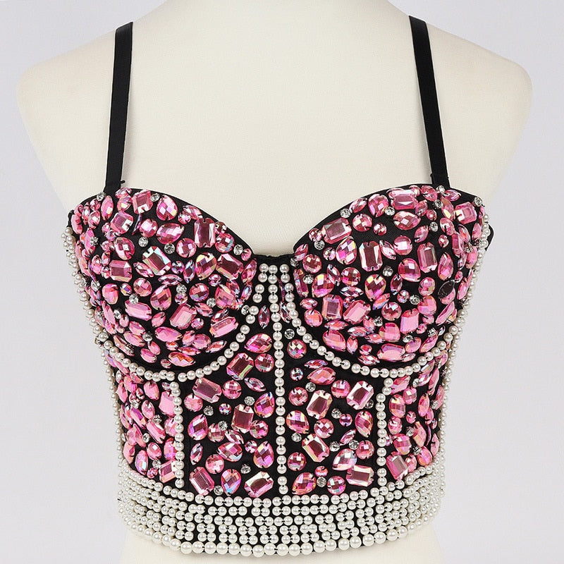 Y2K Rhinestone Diamond Sequin Tank Top F3858