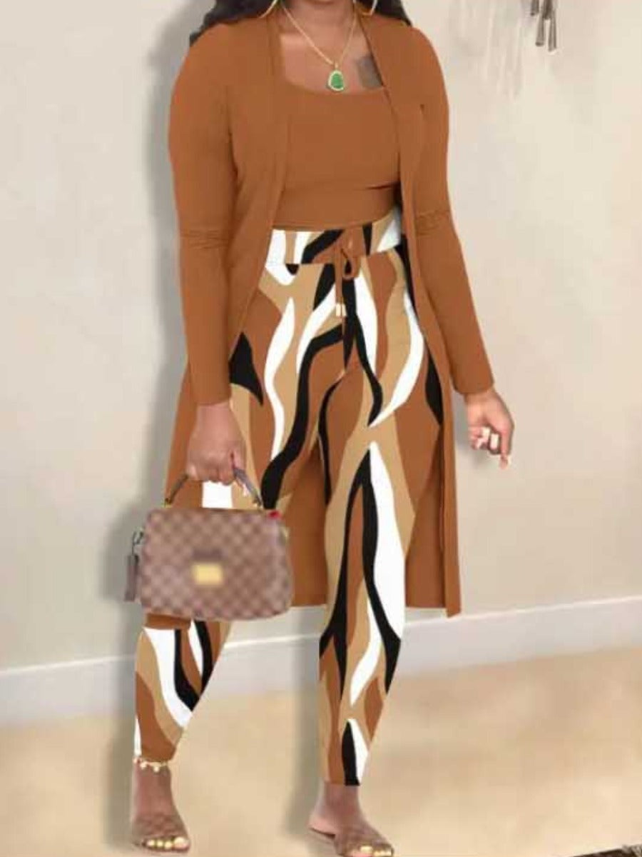 Cami Geometric Print Drawstring Three Piece Pants Set BO5084 Furdela