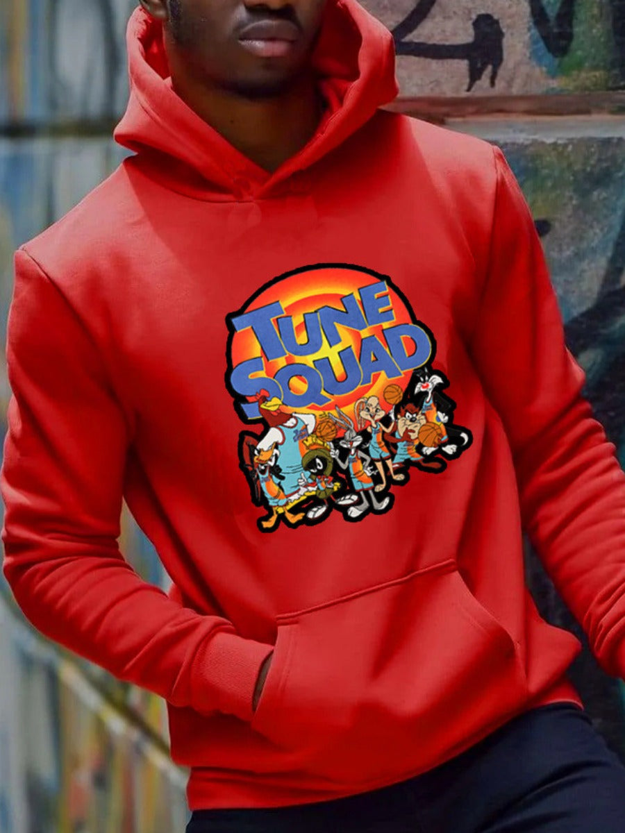 Plus Size Cartoon Letter Print Kangaroo Pocket Tracksuit Set AR7055