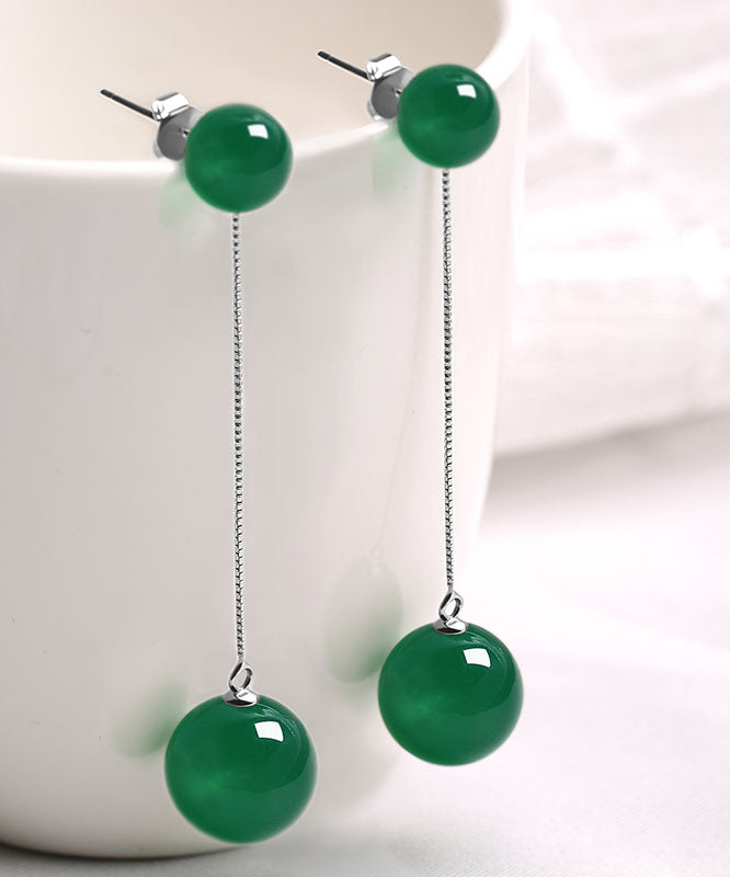 Skinny White Sterling Silver White Agate Drop Earrings TW1020