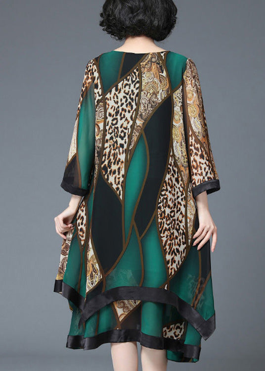 Stylish Red O-Neck Asymmetrical Print Patchwork Layered Maxi Dress Spring LY1764