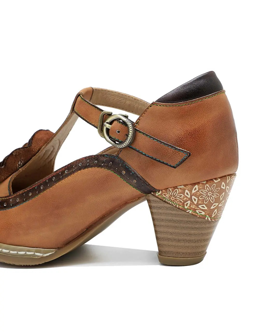 T-strap Vintage Elegant Chunky Heels Sandals Ada Fashion