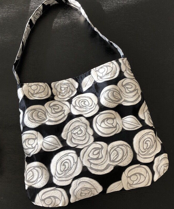 Vintage Black Rose Jacquard Organza Satchel Handbag LY1751