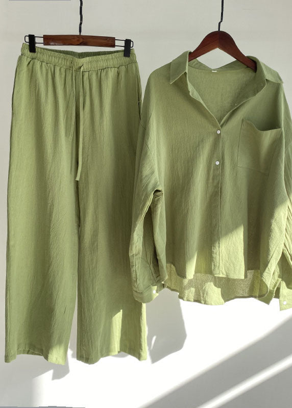 Vintage Blue Peter Pan Collar Tops And Pants Cotton Two-Piece Set Spring LC0459