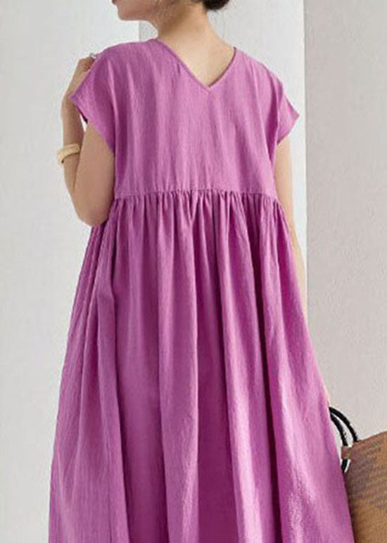 Vintage Rose Wrinkled Patchwork Cotton Long Dresses Summer LY1313