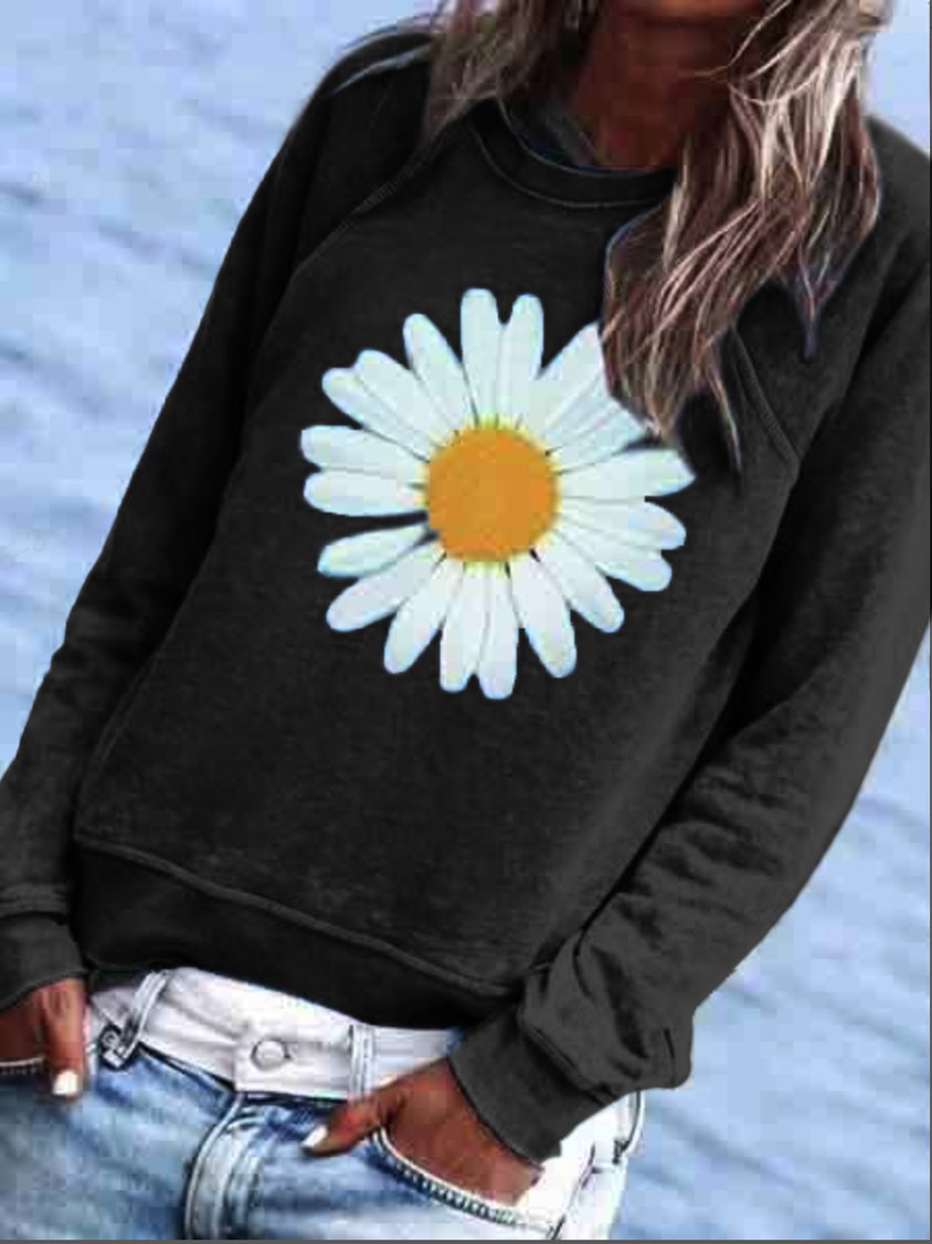 Women Casual Floral Crew Neck Hoodies & Sweatshirt QAL23