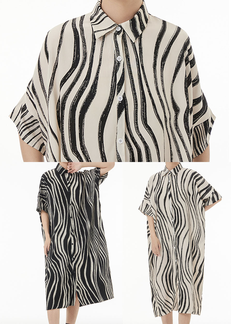 White Zebra Pattern Cotton Holiday Dresses Peter Pan Collar Summer LC0126