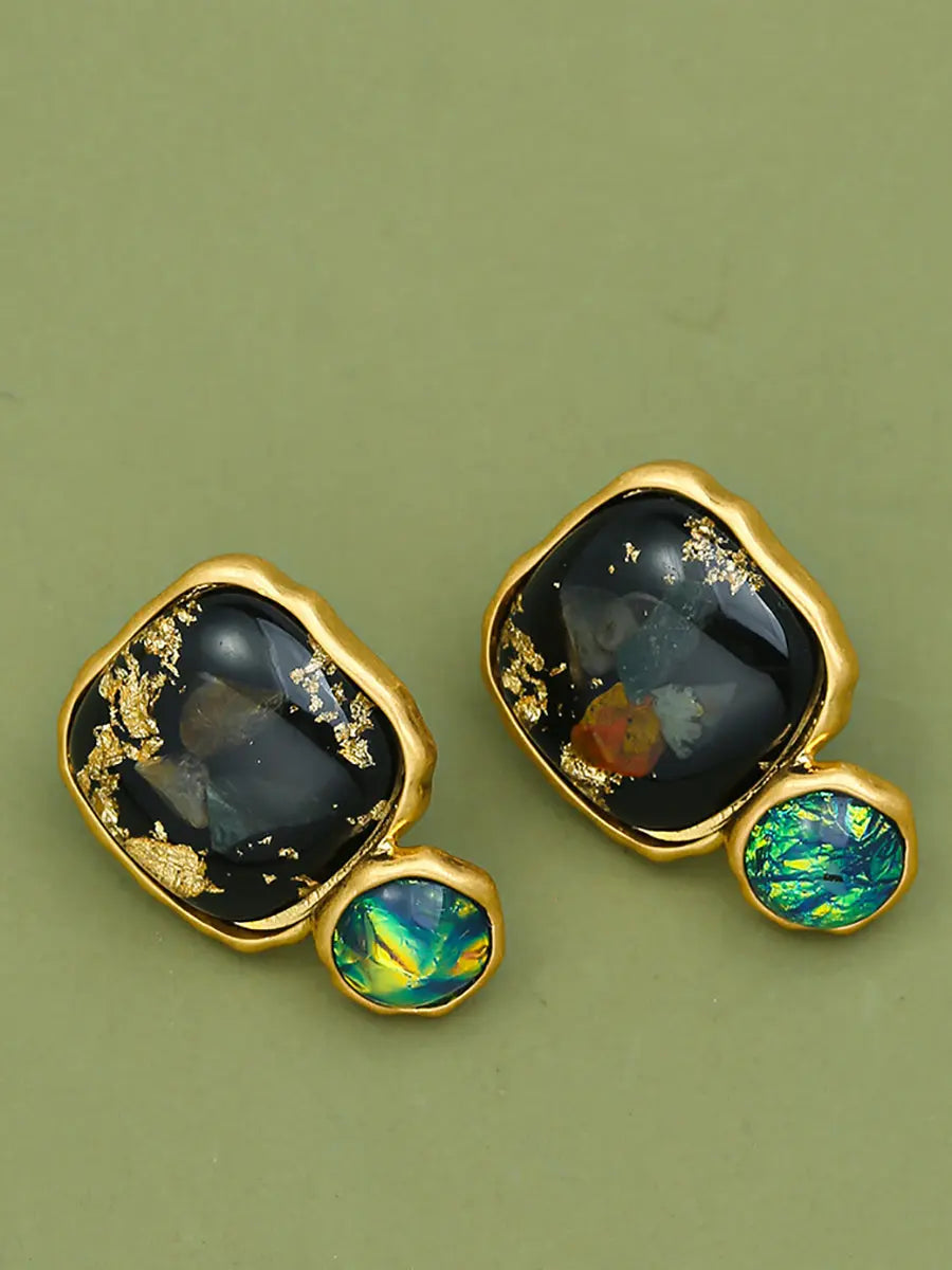 Women Vintage Copper Resin Sliver Earrings Ada Fashion