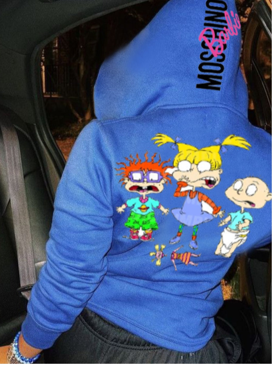 Cartoon Letter Print Hoodie AR7069