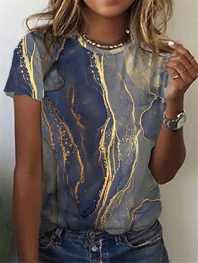 JFN Crew Neck Marbling Daily T-Shirt cc171