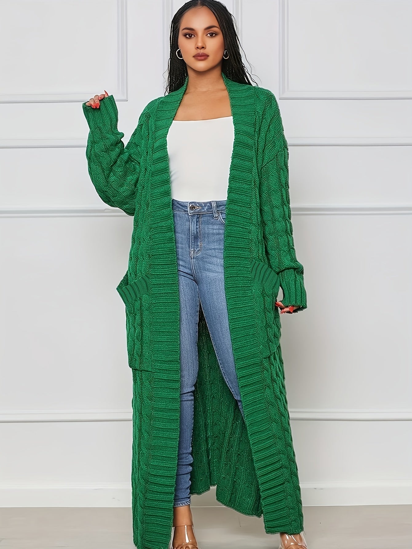 Long Length Cable Knit Cardigan TF8521 Furdela