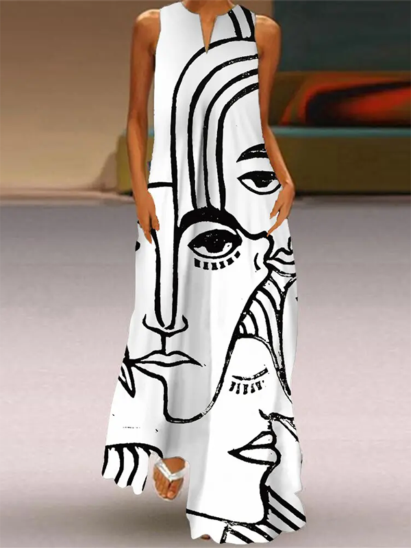 Casual V neck Abstract Dress WE118