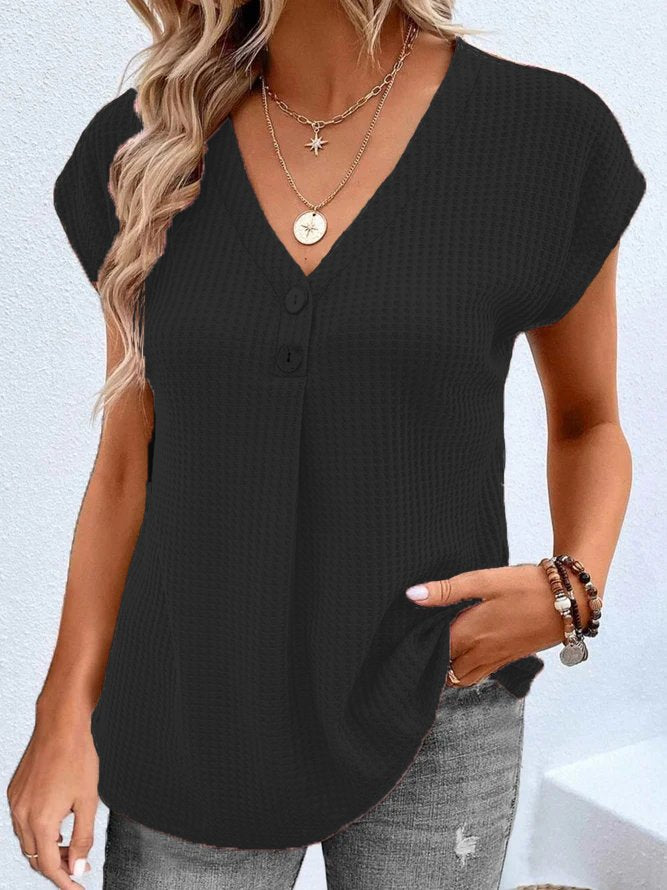 V Neck Plain Casual Shirt mm284