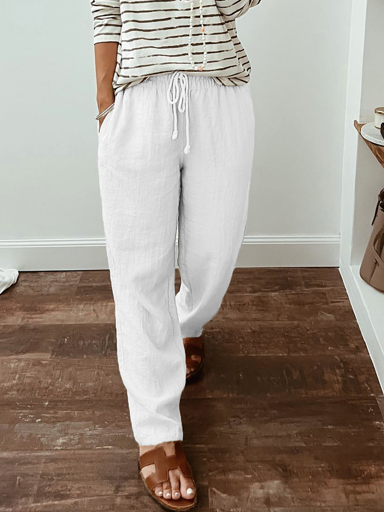 Casual Loose Plain Cotton Pants WX117