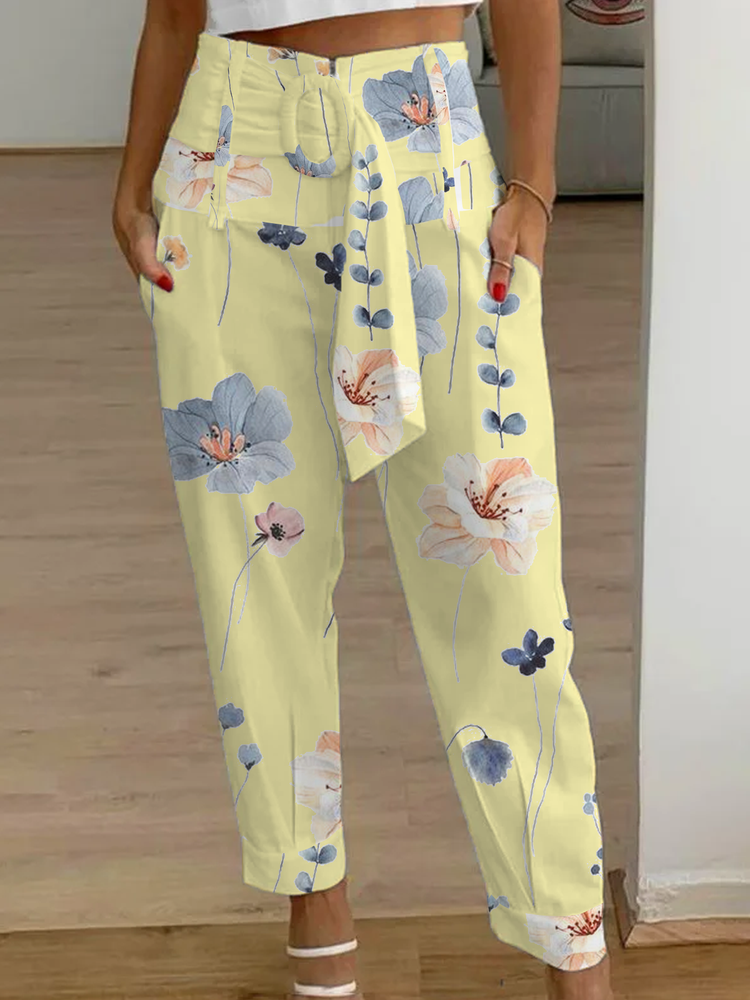 Casual Floral Loose Cargo Pants WX114