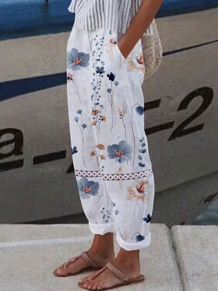 Floral Printed Casual Lace Pants WX109