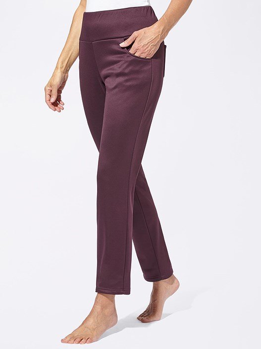 Women Fleece Warm Elastic Waist Casual Basic Black Pants WK89