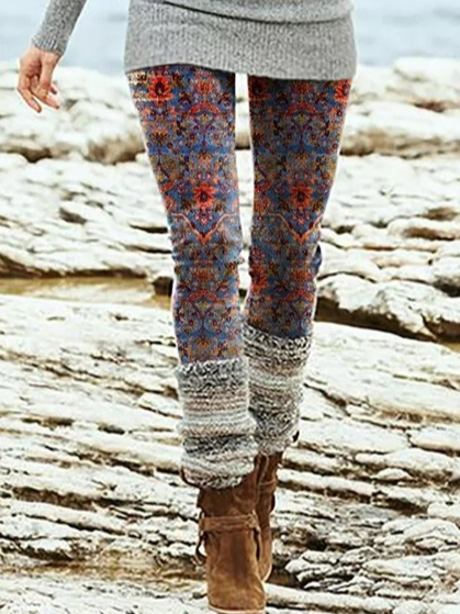Women's Blastic Band Ethnic Vintage Leggings WK112
