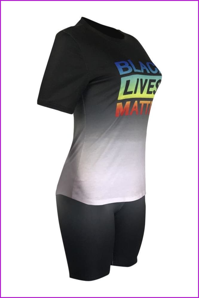 Black Lives Matter Colorful Shirt and Shorts Set DE218 - Furdela