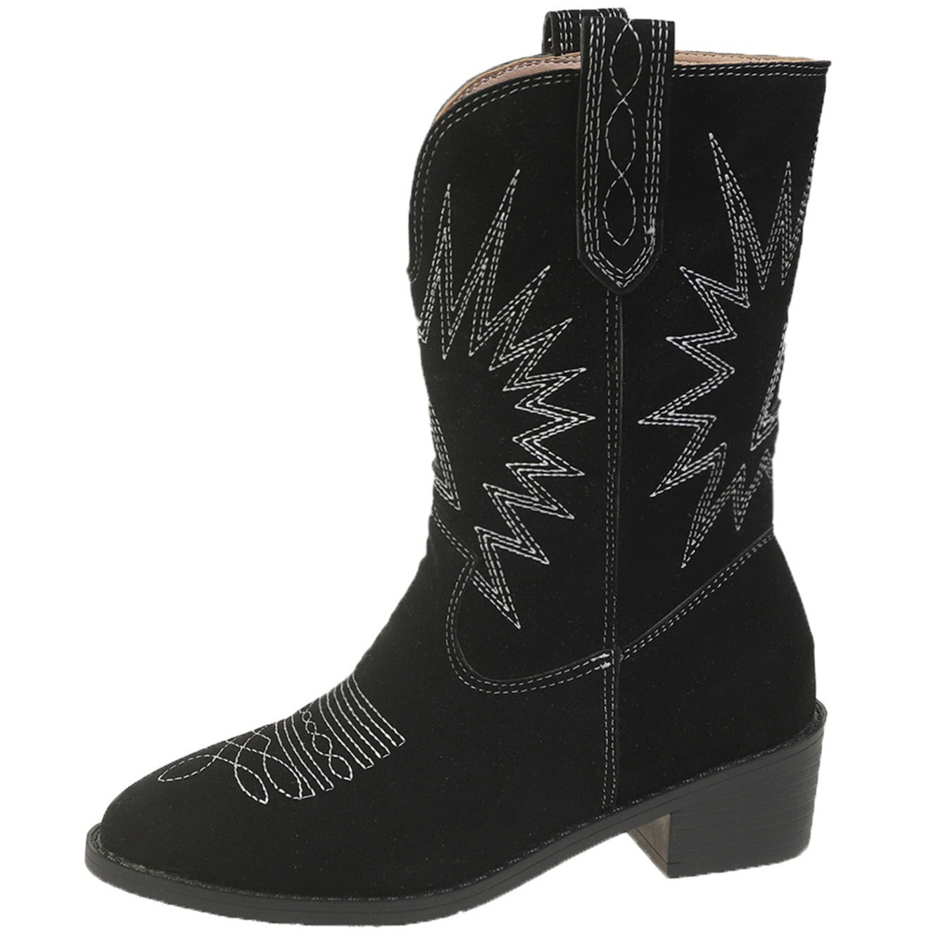 Women's Embroidered Block Heeled Western Boots, Fashionable & Stylish Shoes, Women's Footwear SE1041