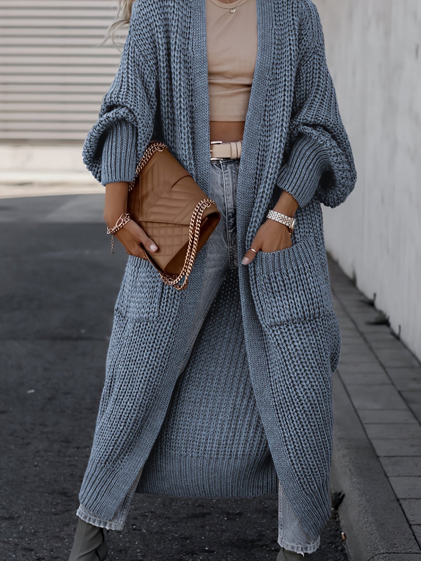 Solid Open Front Pocket Cardigan DN6321 Furdela