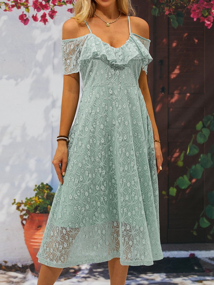 V Neck Lace Elegant Dress QM95
