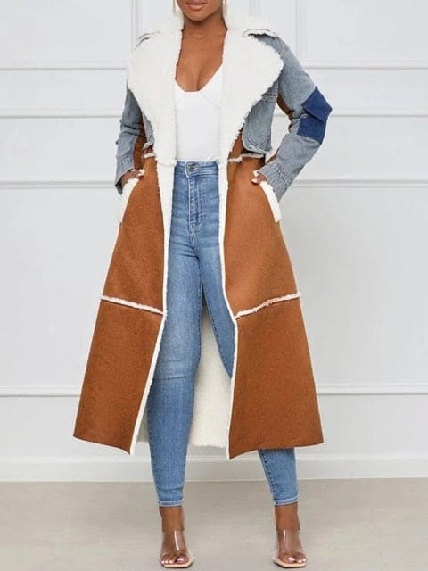 Casual Patchwork Pockets Colorblock Jackets - Furdela