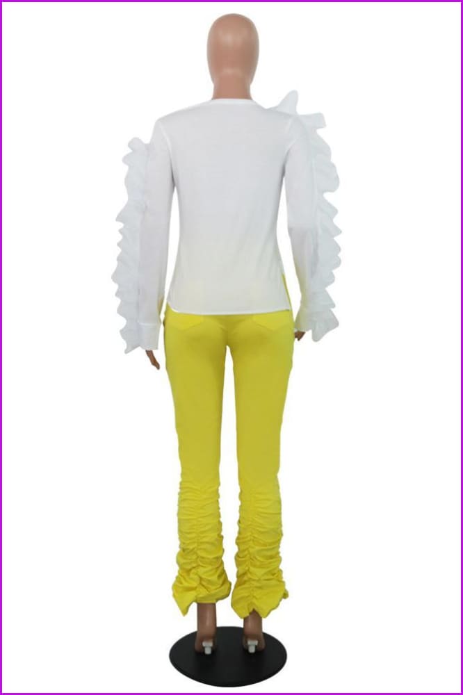 Chic Solid Color Ruched Flare JeansDE941 - Furdela