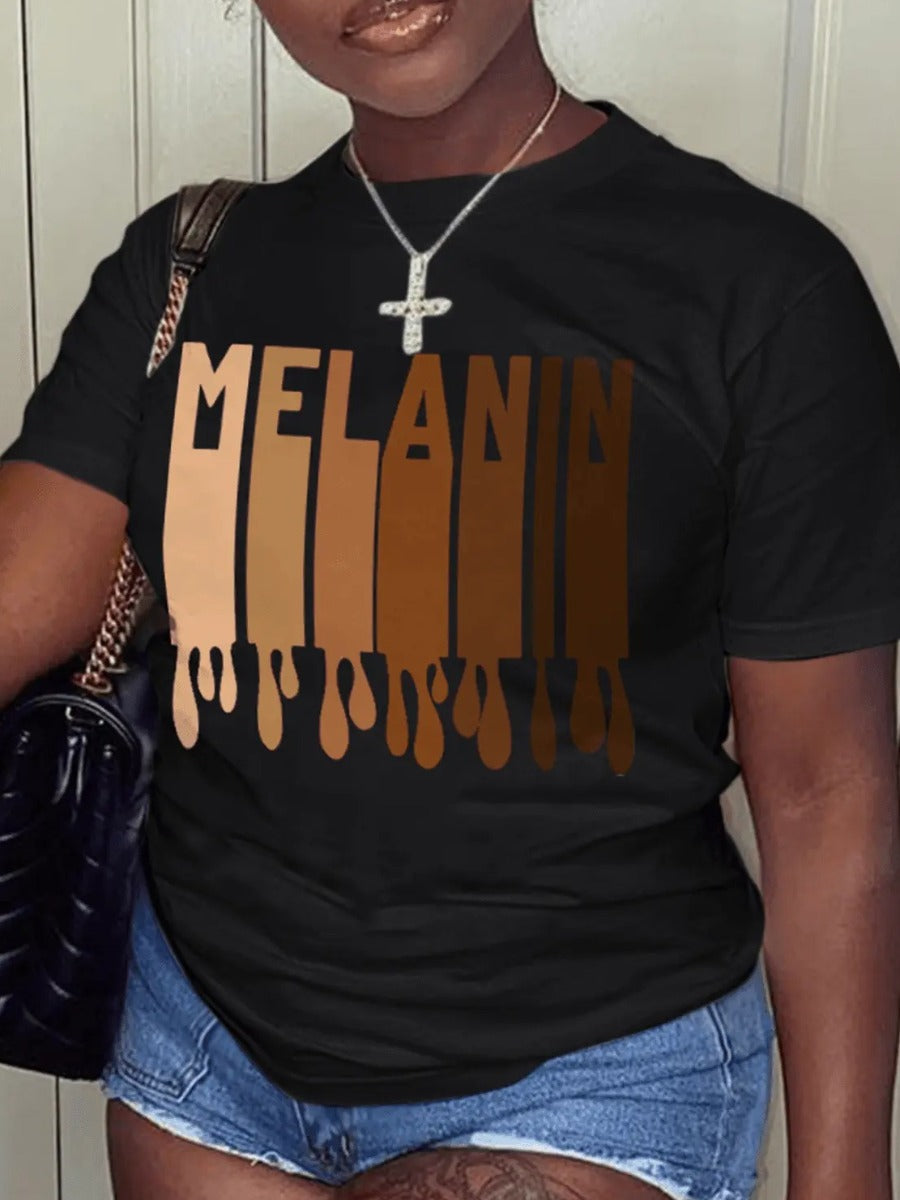 Lemon Melanin Made Letter Print T-shirt AR500