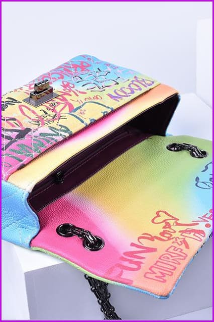 Colorful Printing Grid Cross Handbag F056 - Furdela