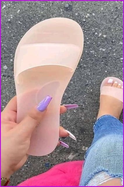 Colorful Transparent Frosted Beach Slippers F809 - Furdela