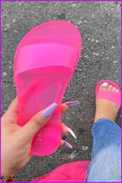 Colorful Transparent Frosted Beach Slippers F809 - Furdela