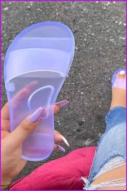 Colorful Transparent Frosted Beach Slippers F809 - Furdela