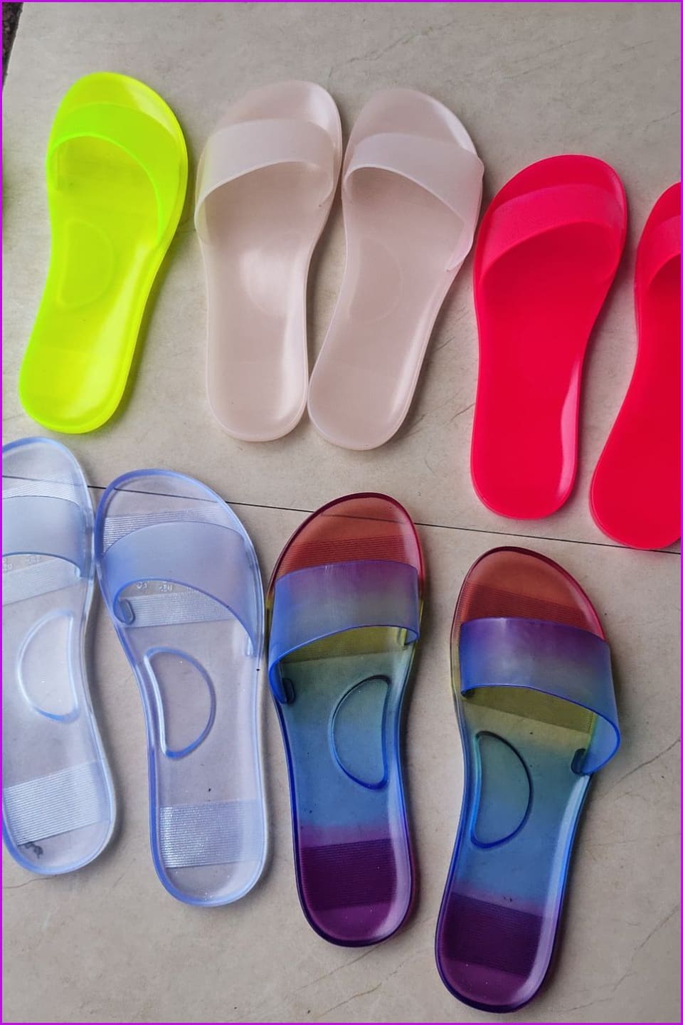 Colorful Transparent Frosted Beach Slippers F809 - Furdela