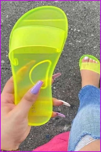 Colorful Transparent Frosted Beach Slippers F809 - Furdela