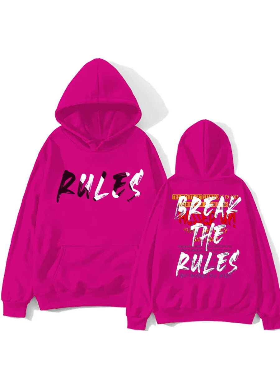 Plus Size Fleece Letter Print Kangaroo Pocket Tracksuit Set AR50144