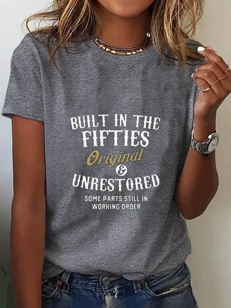 Casual Loose Text Letters Crew Neck Short Sleeve T-Shirt cc172