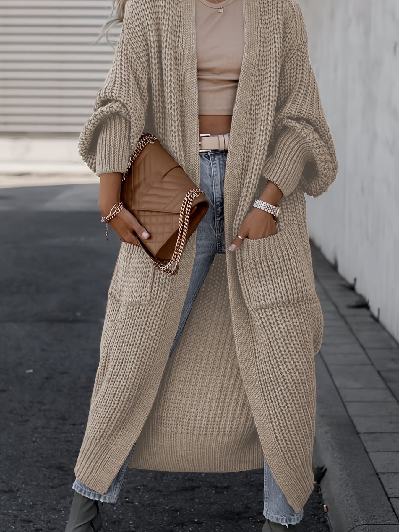 Solid Open Front Pocket Cardigan DN6321 Furdela