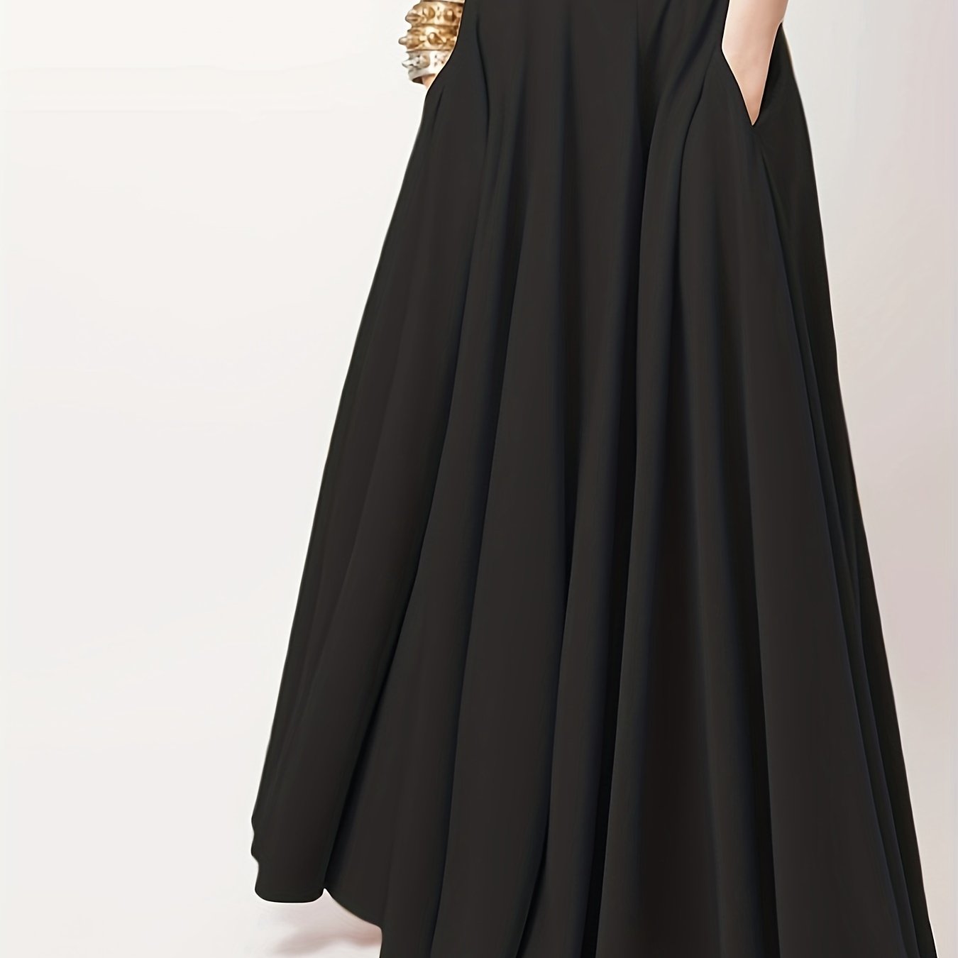 Pleated Long Skirt, Loose Solid Casual Skirt For Spring & Summer, Women's Clothing AZ1004